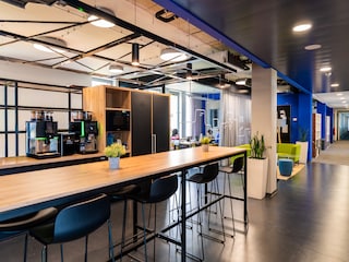 Open office space with shared worktable