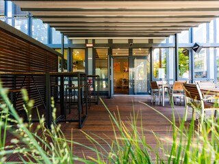 Office patio and building entrance